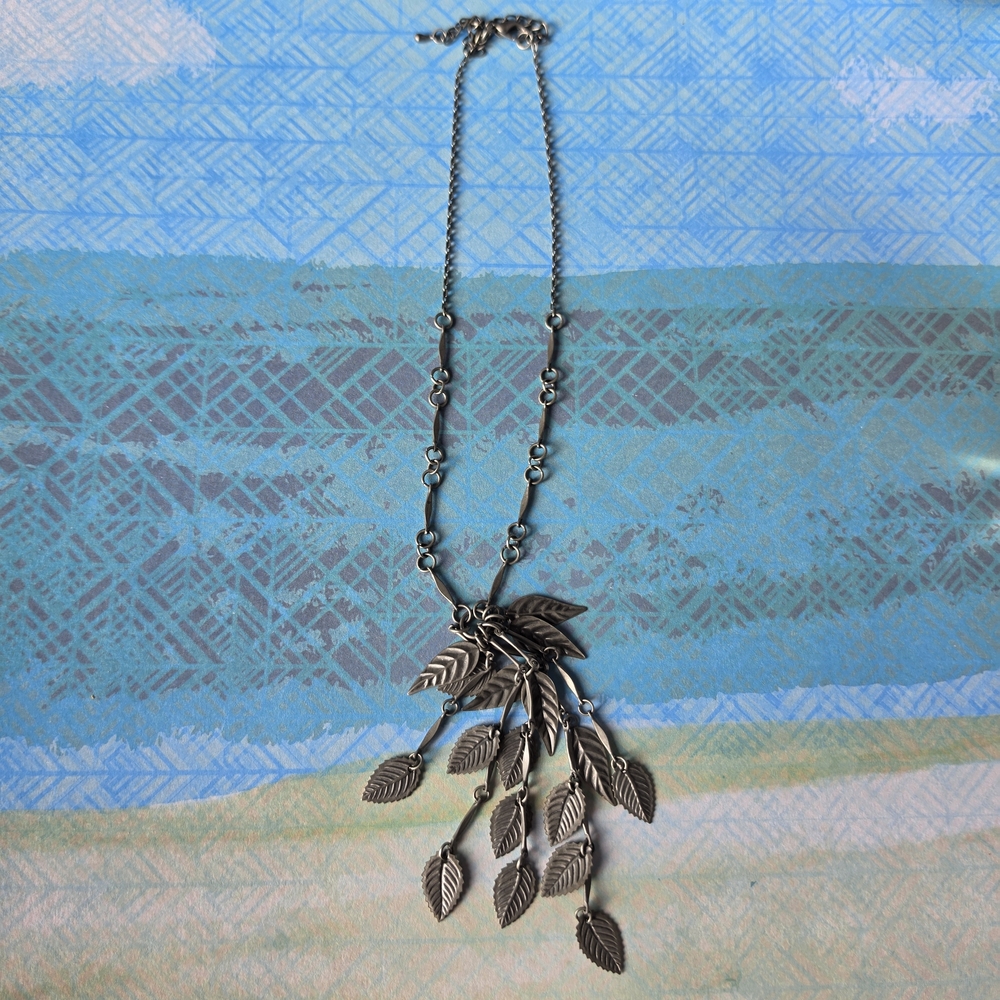 Vintage Silver Leaf Cascade Necklace
